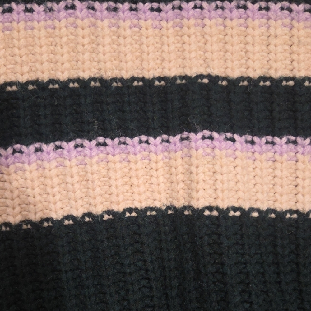 Aerie Black and Cream Striped V-Neck Sweater - Picture 2 of 5